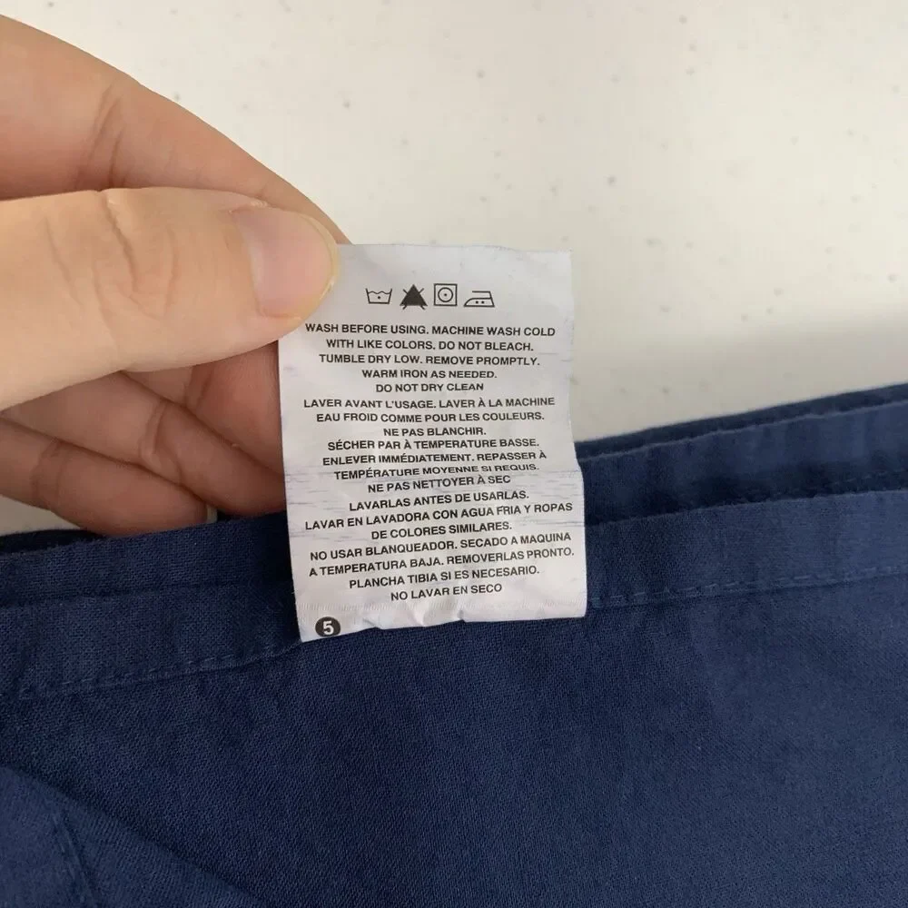 Lane Linen Flat Sheet Twin XL Blue 100% Organic Cotton GOTS Certified 108x66